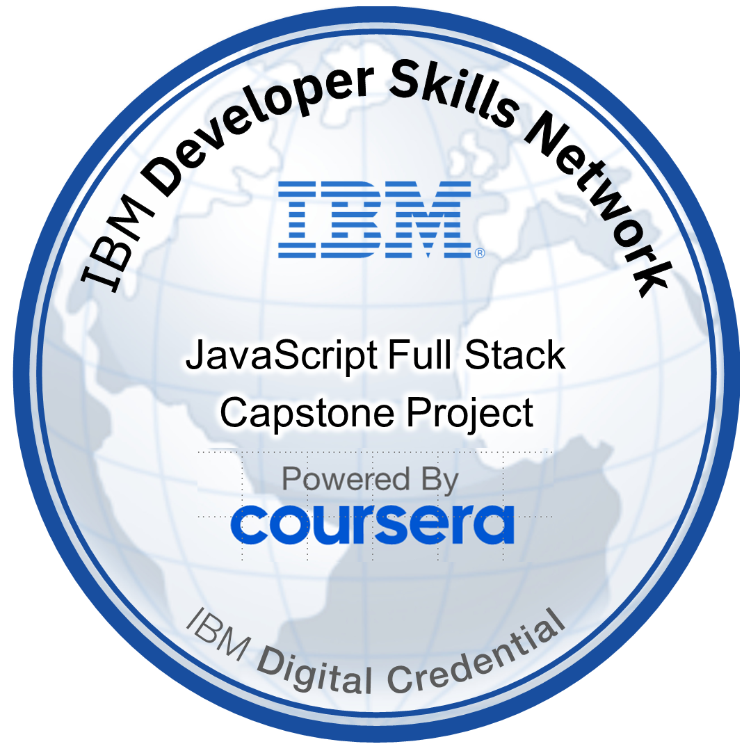 JavaScript Full Stack Capstone Project badge